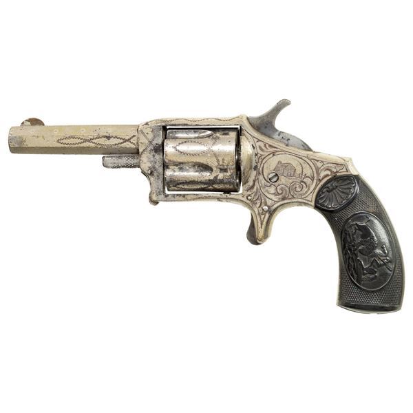 ANTIQUE ENGRAVED PIONEER REVOLVER.