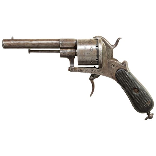 UNMARKED FOLDING TRIGGER PINFIRE REVOLVER.