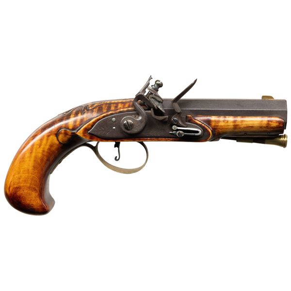 M CAMPBELL CONTEMPORARY LARGE FLINTLOCK PISTOL.