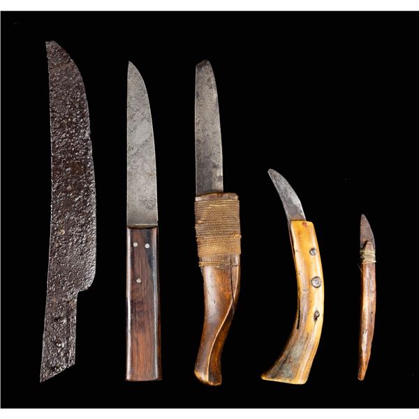 FIVE NATIVE AMERICAN & FRONTIER KNIVES.
