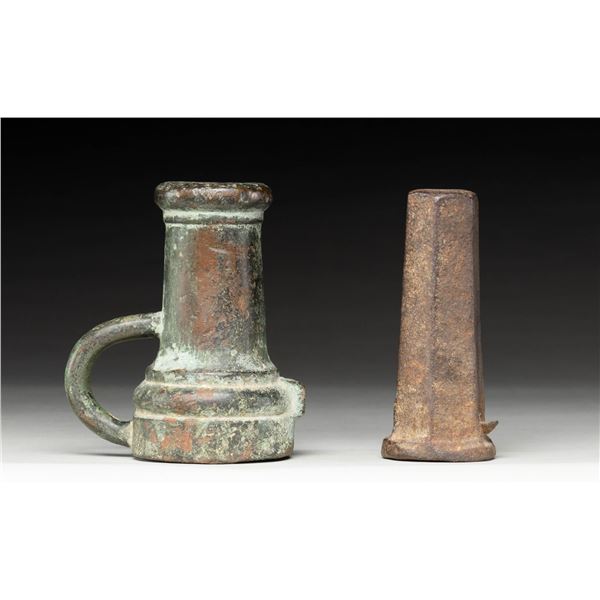 TWO VINTAGE "THUNDER MUG" SIGNAL CANNONS.