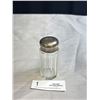 Image 1 : An Antique English Sterling Silver Monogram Cap and Crystal Panneled Glass Bottle