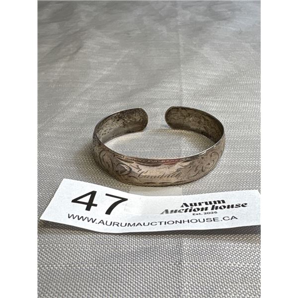 Antique Sterling Silver Etched Cuff Bangle Marked Sterling Very Nice!