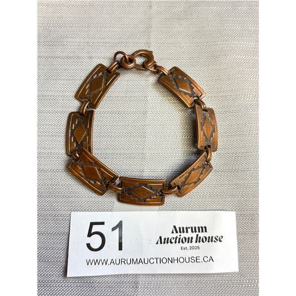 Antique Copper South Western Navajo Panel Bracelet