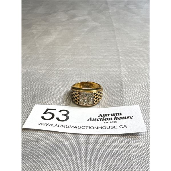Mens Marked 18kt Elec Plate Faux Diamond RING