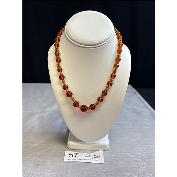 Genuine Antique Hand Knotted Graduated Czech Glass Bead Necklace