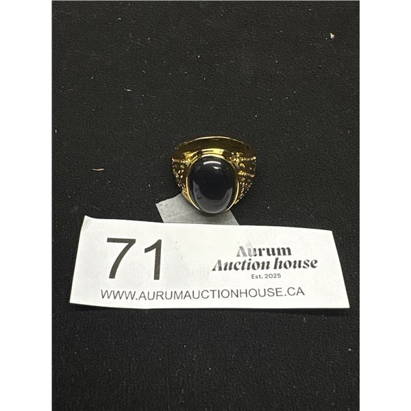 Vintage Mens Gold Plate Onyx Ring Very Nice