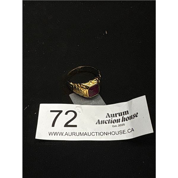 Gorgeous Vintage Mens Ruby Ring Marked 18k G.E.