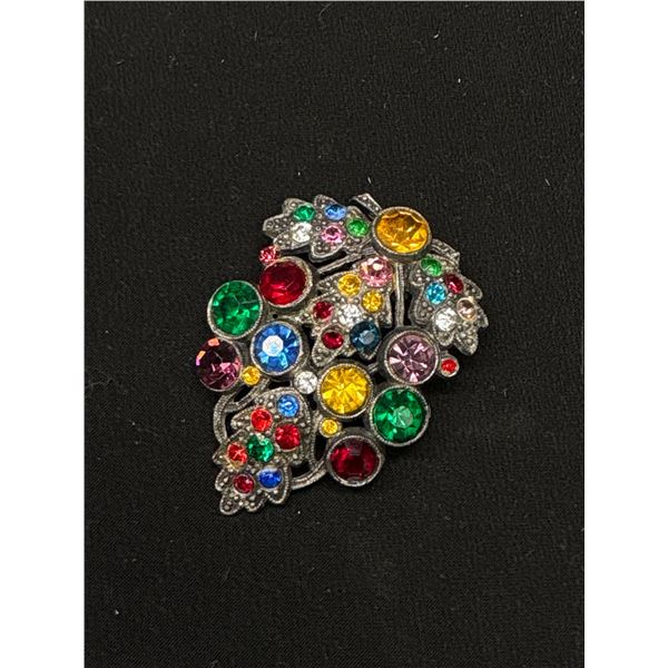 Antique C.1940s Multicolour Stone Brooch