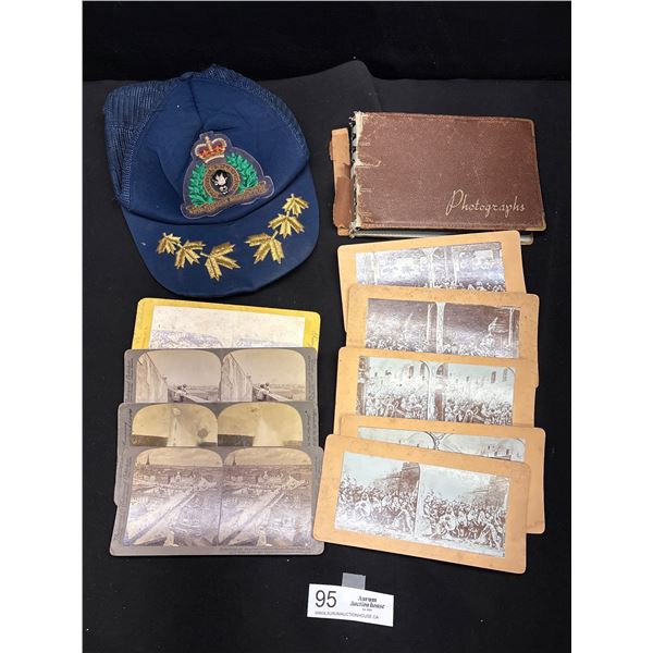 Nice Collectible Lot Vintage RCMP Ball Cap + Full Photo Album and Stereo Type Photos