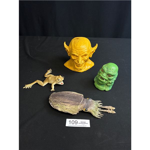 Viontage Lot of Plastic Toys, Creature Head Etc