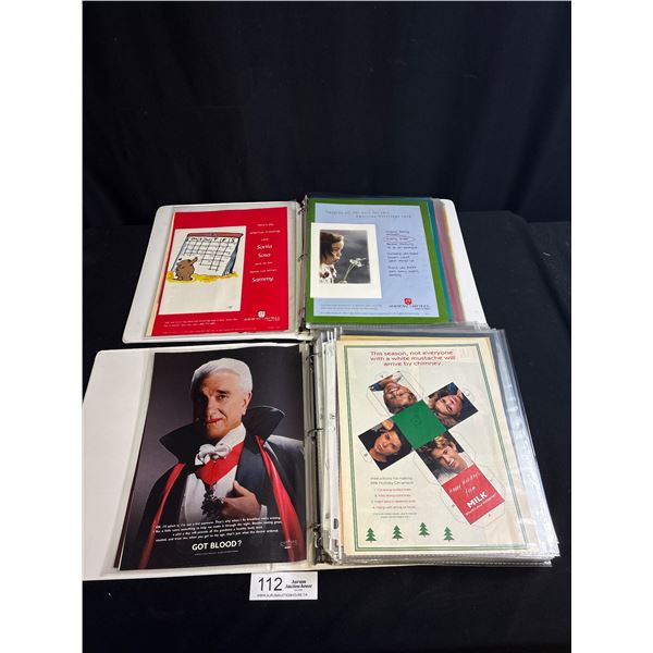 2 Binders of Vintage Ephemera Milk Ads and Hallmark Greeting Cards Cheech and Chong, etc