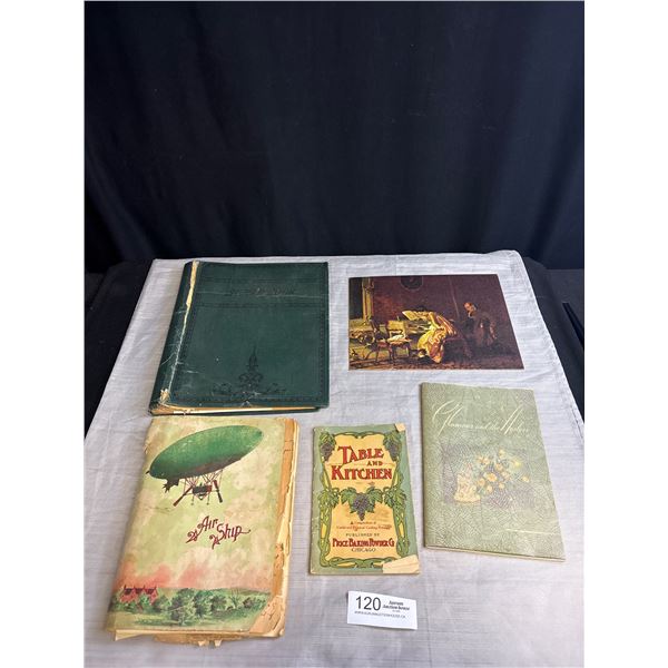 Very Cool Lot of Recipe Books, Air Ship, Graphics w/ Personal Recipies and Art Print
