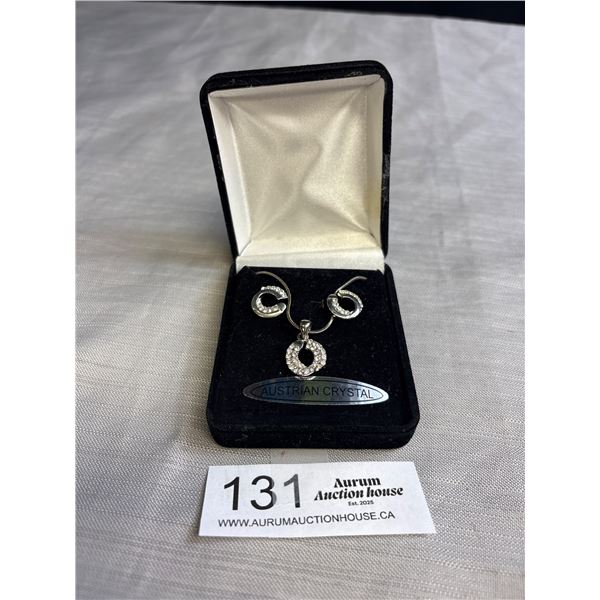 Very Nice Austrian Crystal, Earrings, Necklace and Pendant Set  in Box