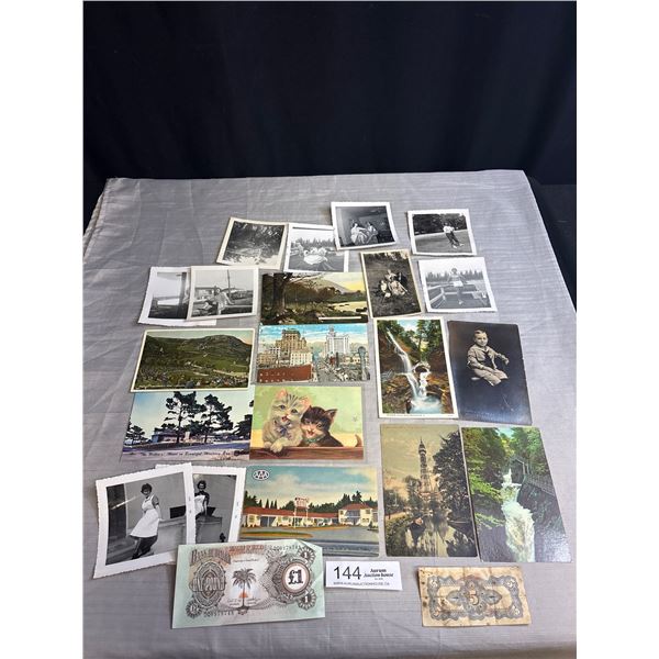 Nice Lot of Antique Photos, Postcards and World Money
