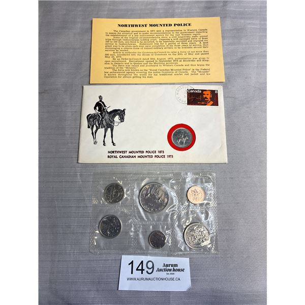 1982 Canadian Coin Set + 1973 Royal Canadian Mounted Police Quarter in a First Day Cover