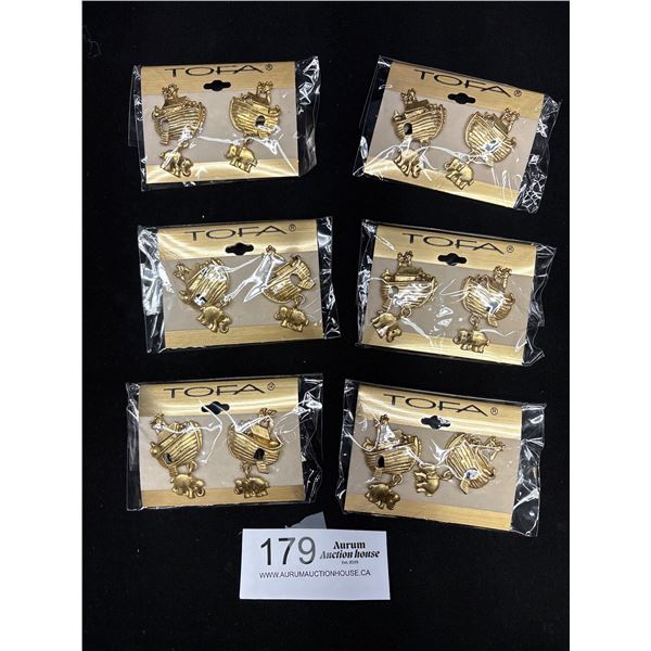 A Lot of 6 New Tofa Earrings Sealed in Packages