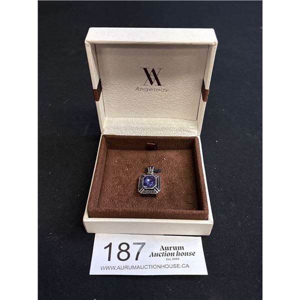 In Original Package Angel Ladies, Square Pendant w/ Purple Gemstone