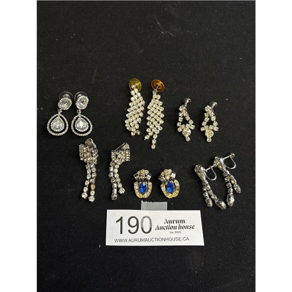 Nice Lot of Vintage Rhinestone Earrings