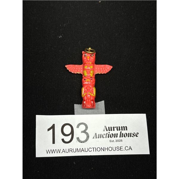 Vintage Celluloid First Nations Totem Pole Pendant