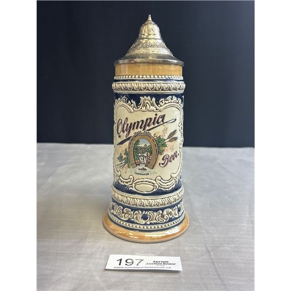 Very Old Olympia Beer Beer Stein w/ Lid