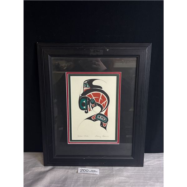 Very Nicely Framed West Coast Native Print Killer Whale Signed By Artist