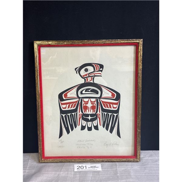 Very Nice Vintage West Coast Native Numbered Print Eagle Tsunisiau Tribe Kitkatla BC Signed By Artis