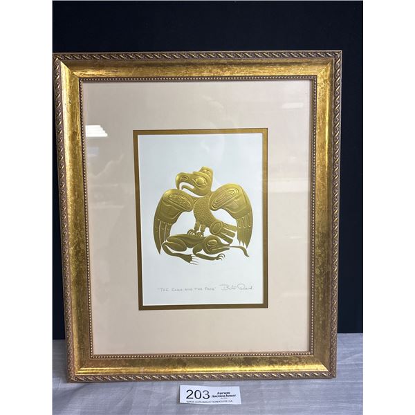 Nicely Framed Bill Reid West Coast Native Gold Print in Gold Frame "The Eagle and The Frog"