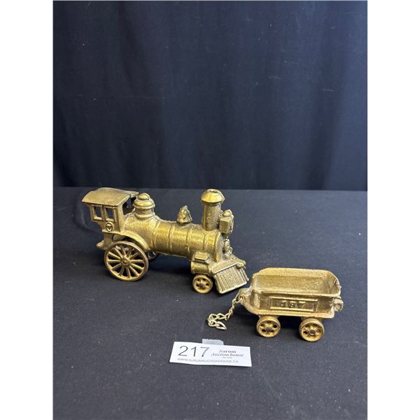 Vintage Brass Locomotive and Coal Trailor