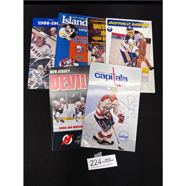 Lot of 6 1988 and 89 NHL Team Year Books NY Islanders, Rangers, Etc