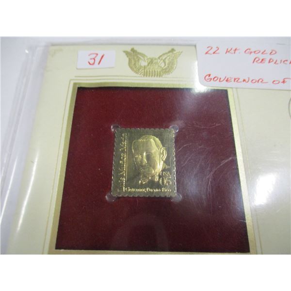 22 KT GOLD REPLICA STAMP GOVERANOR OF PUERTO RICO