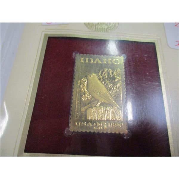22 KT GOLD REPLICA STAMP IDAHO STATEHOOD