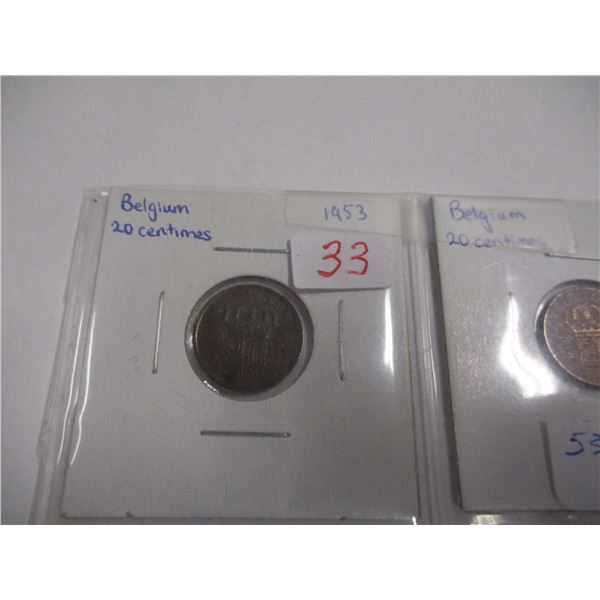 1953, 1954, 1958 & 1959 BELGIUM COINS