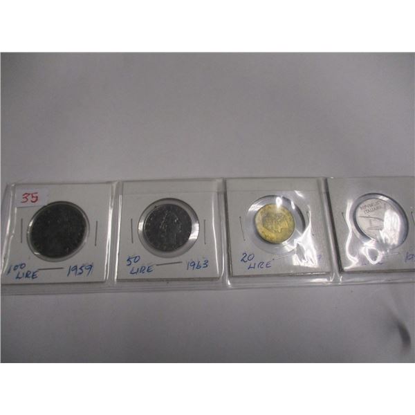 1959 100 LIRE, 1963 50 LIRE, 1969 20 LIRE & 1954 10 LIRE COINS
