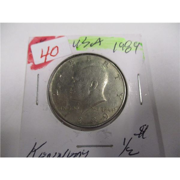 1989 USA KENNEDY FIFTY CENT COIN