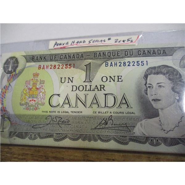 1973 CANADA $1 BILL (POKER HAND SERIAL NUMBER)