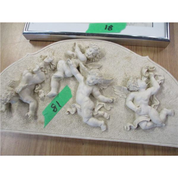CHERUB PLAQUE & GOOSE PICTURE SIGNED BY RT BEACH