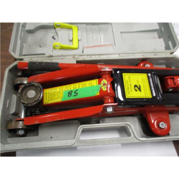 LIKE NEW:  2 TON HYDRAULIC FLOOR JACK & CASE