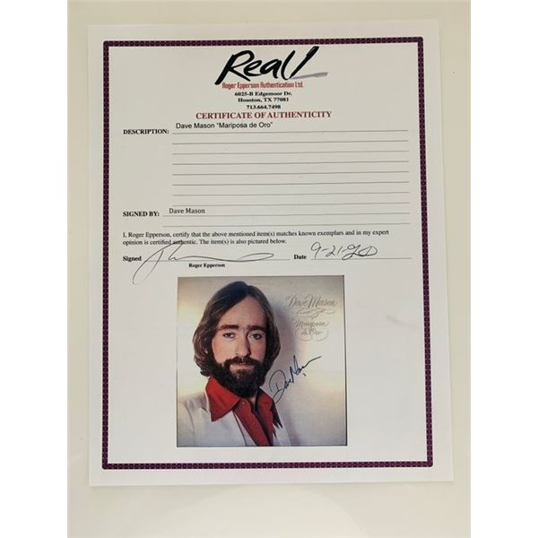 Dave Mason signed Mariposa de Oro album