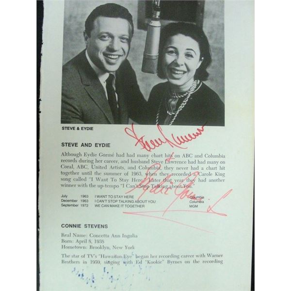 Steve and Eydie Gorme signed book photo