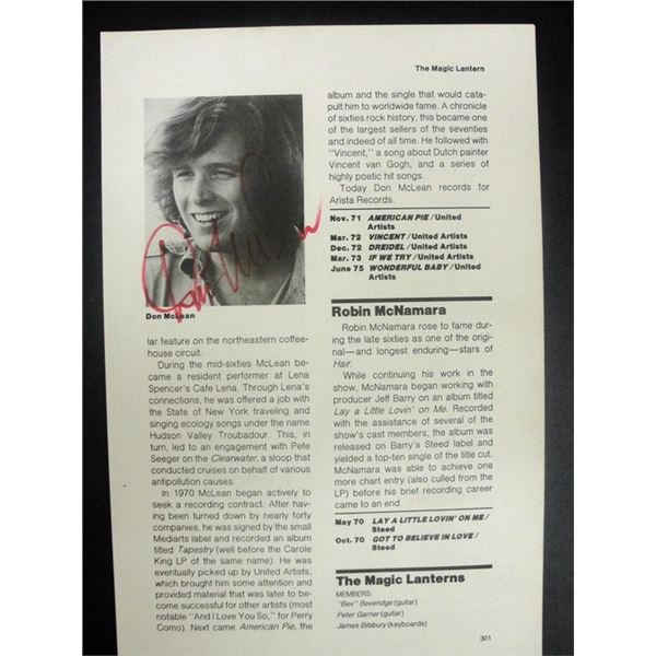 Don McLean signed book photo