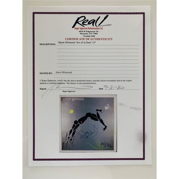 Steve Winwood Arc of a Diver signed album