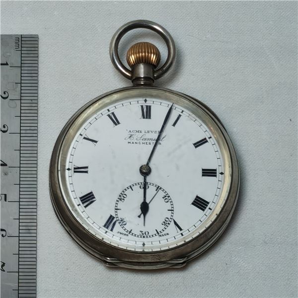 Acme Lever H. Samuel Swiss Made Sterling .925 Mechanical Pocket Watch