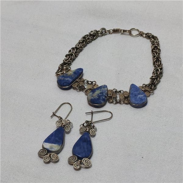 Handmade Sodalite Braclete and Earrings