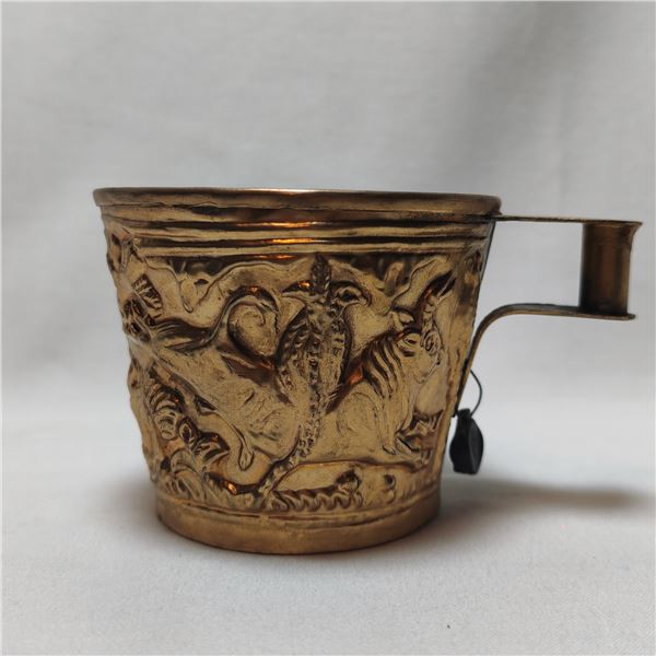 Hand Made in Greece Antique Solid Brass Cup