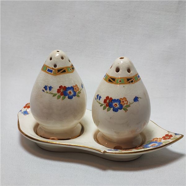 Vintage Royal Winston ‘Made in England’ Salt and Pepper Shakers with Tray