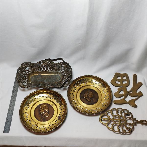 Brass Trivet/ Plates Lot
