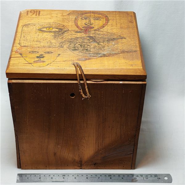 1911 Antique Graham Island, Masset Haida Qwaii Residential School Cedar Box