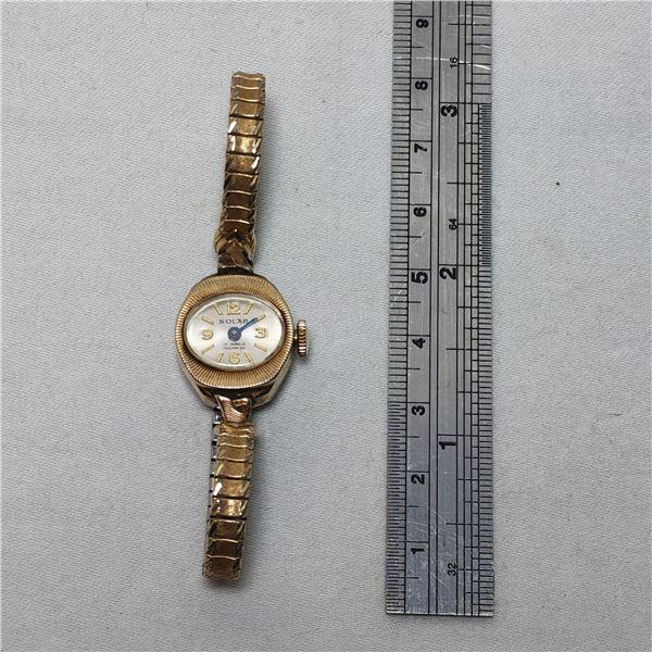 Solar 17 Jewels Incabloc Swiss Made Womans Mechanical Wrist Watch