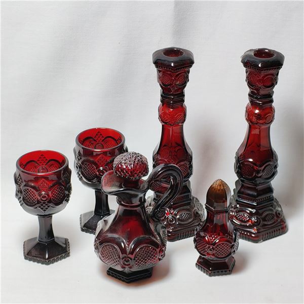 Avon Red Glass Set